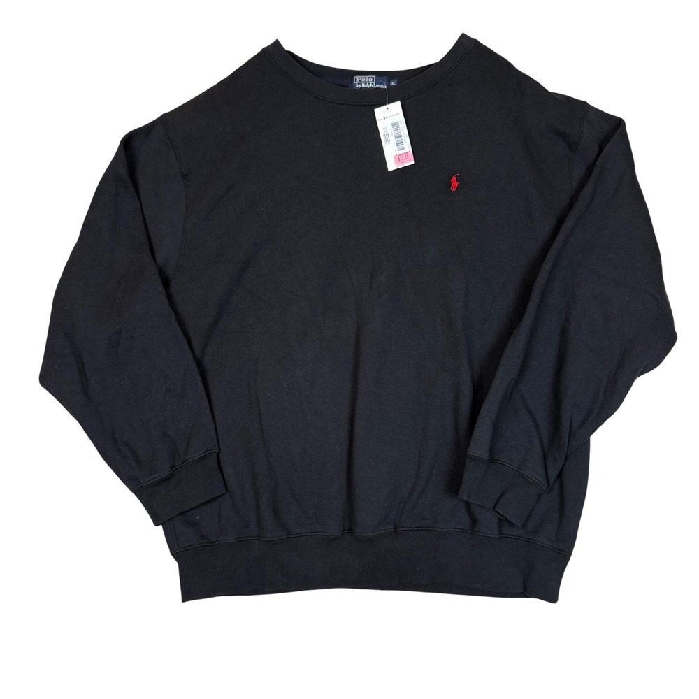 NWT Polo Ralph Lauren Sweatshirt XXL Fleece Pullover Black Red Pony Preppy